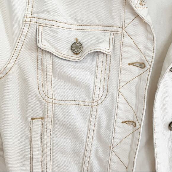 Free People Cream Rumors Denim Jacket Small NWOT - Picture 3 of 8